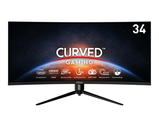 MSI MAG342CQPV - 34" UWQHD, 3440 x 1440, 100Hz, Curved Gaming Monitor